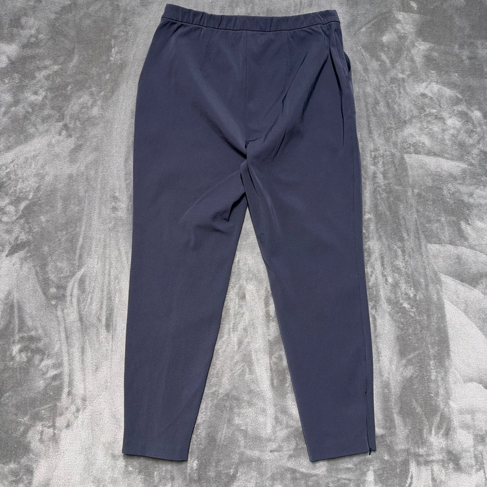 St. John Tapered Leg Ankle Pants Womens 10 Blue Elastic Waist Side Zip Hem Slit - Picture 2 of 11